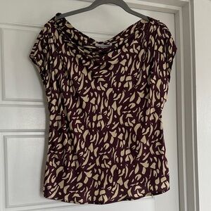 Velvet by Graham & Spencer Maroon and Cream Blouse